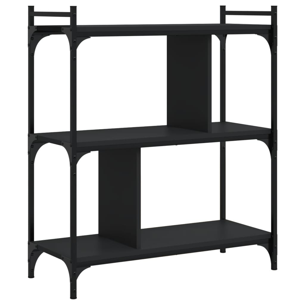 Boekenkast 3-Laags 76X32X88 Cm Bewerkt Hout Zwart