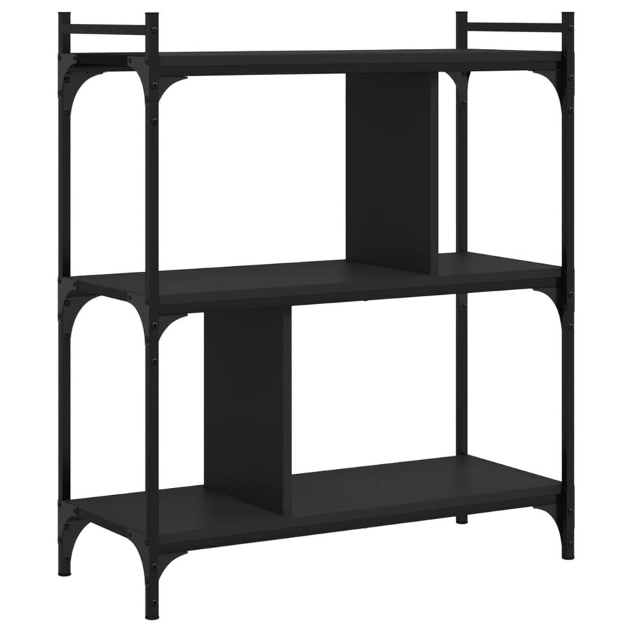 Boekenkast 3-Laags 76X32X88 Cm Bewerkt Hout Zwart