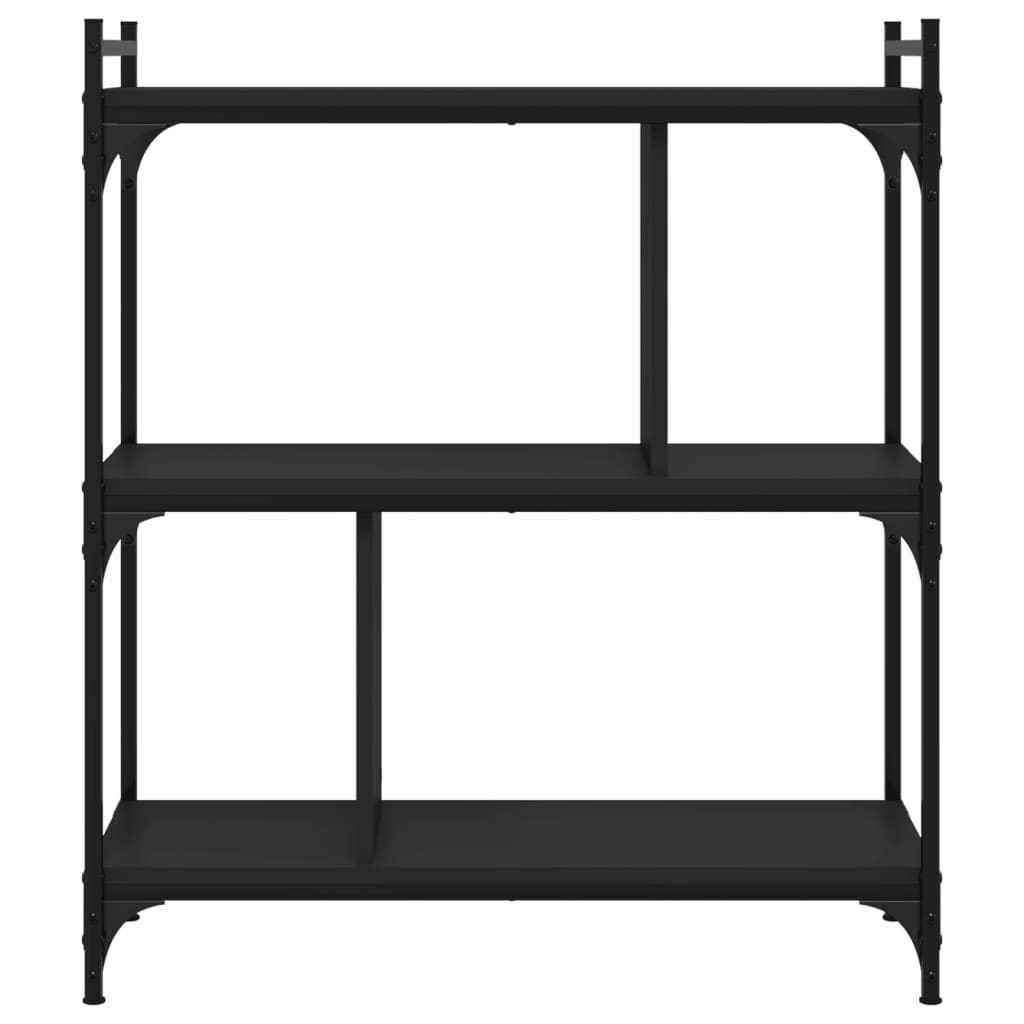 Boekenkast 3-Laags 76X32X88 Cm Bewerkt Hout Zwart