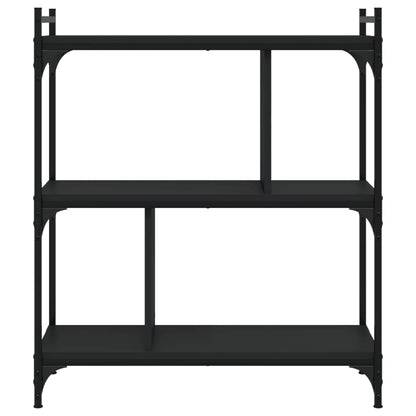 Boekenkast 3-Laags 76X32X88 Cm Bewerkt Hout Zwart