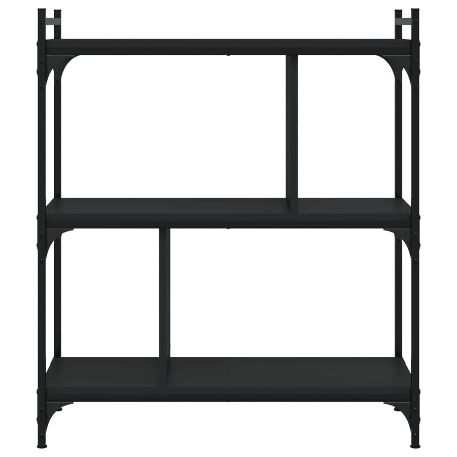 Boekenkast 3-Laags 76X32X88 Cm Bewerkt Hout Zwart