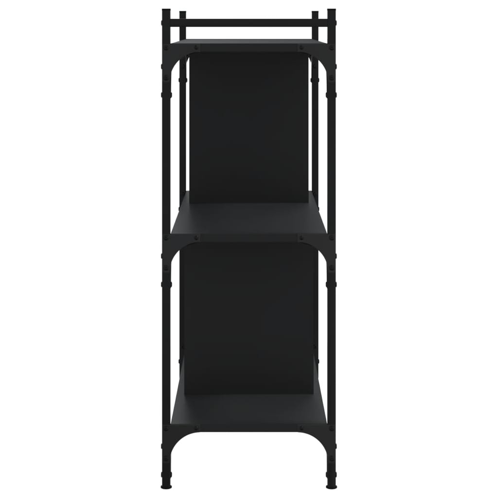 Boekenkast 3-Laags 76X32X88 Cm Bewerkt Hout Zwart