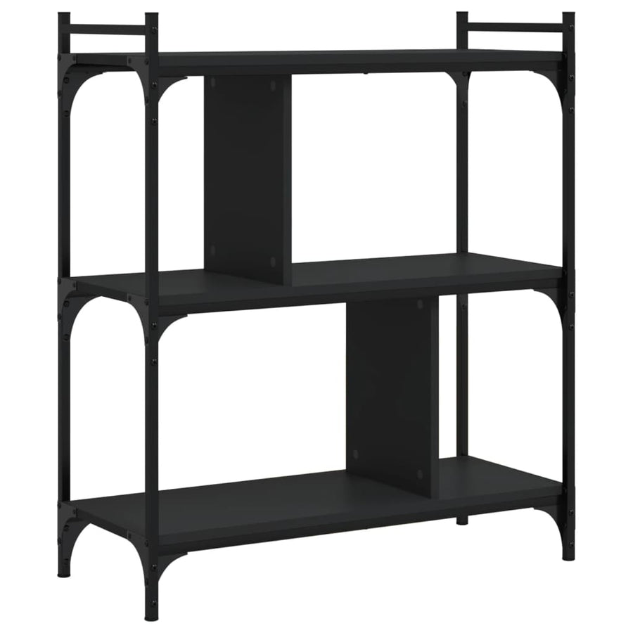 Boekenkast 3-Laags 76X32X88 Cm Bewerkt Hout Zwart