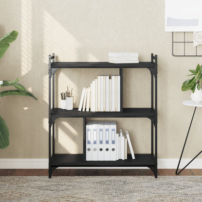 Boekenkast 3-Laags 76X32X88 Cm Bewerkt Hout Zwart