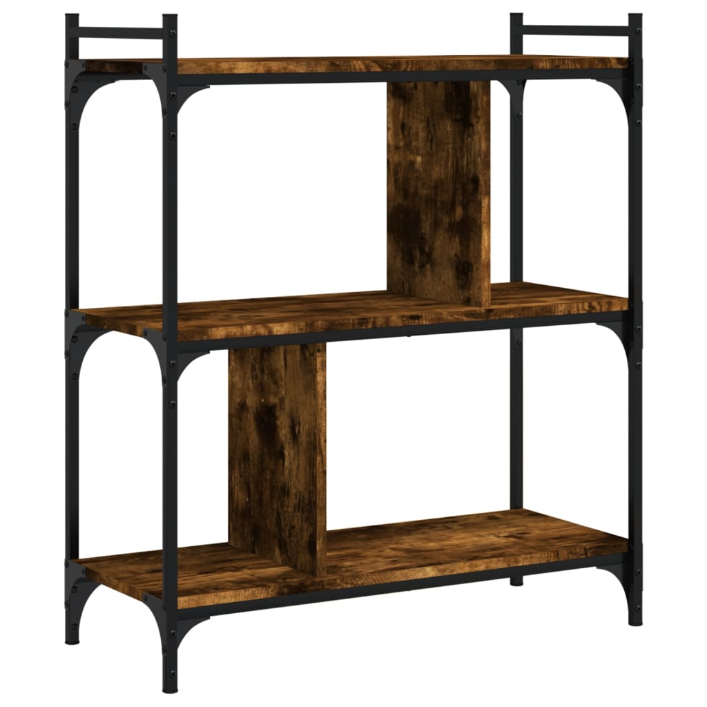 Boekenkast 3-Laags 76X32X88 Cm Bewerkt Hout Gerookt Eikenkleur