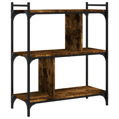 Boekenkast 3-Laags 76X32X88 Cm Bewerkt Hout Gerookt Eikenkleur