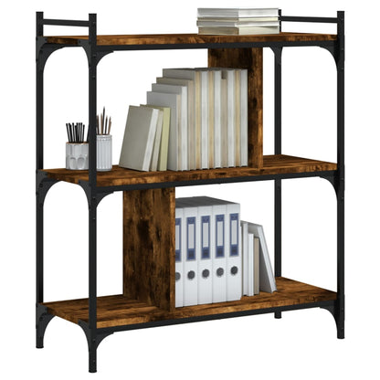 Boekenkast 3-Laags 76X32X88 Cm Bewerkt Hout Gerookt Eikenkleur