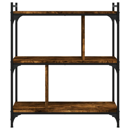Boekenkast 3-Laags 76X32X88 Cm Bewerkt Hout Gerookt Eikenkleur
