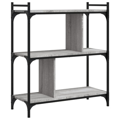 Boekenkast 3-Laags 76X32X88 Cm Bewerkt Hout Grijs Sonoma
