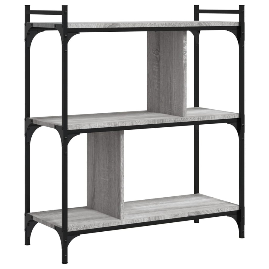 Boekenkast 3-Laags 76X32X88 Cm Bewerkt Hout Grijs Sonoma