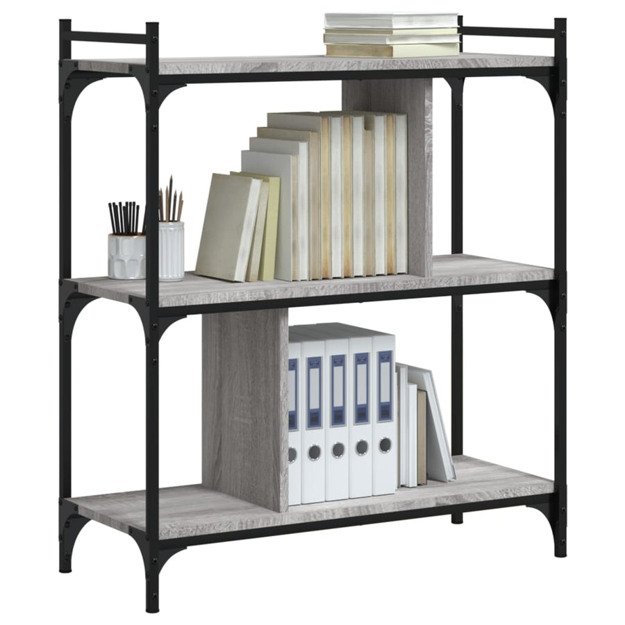 Boekenkast 3-Laags 76X32X88 Cm Bewerkt Hout Grijs Sonoma