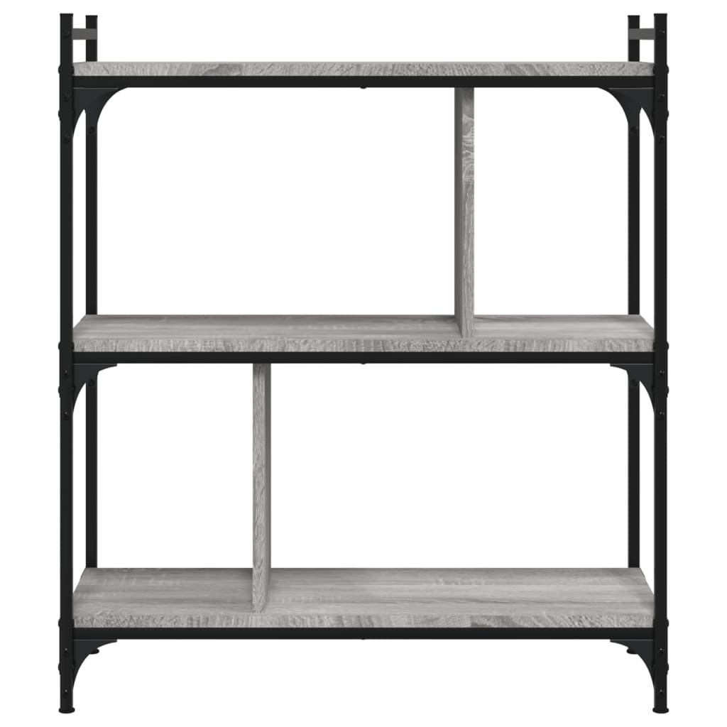 Boekenkast 3-Laags 76X32X88 Cm Bewerkt Hout Grijs Sonoma