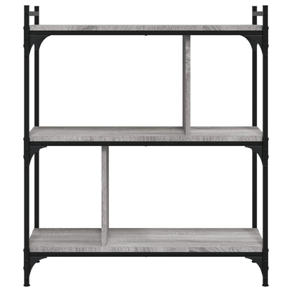 Boekenkast 3-Laags 76X32X88 Cm Bewerkt Hout Grijs Sonoma
