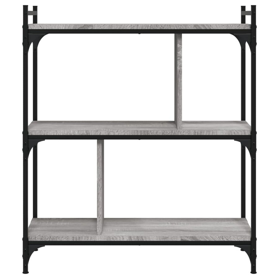 Boekenkast 3-Laags 76X32X88 Cm Bewerkt Hout Grijs Sonoma