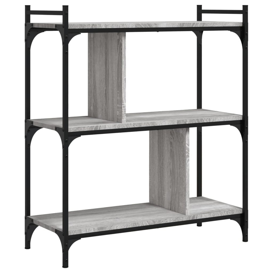 Boekenkast 3-Laags 76X32X88 Cm Bewerkt Hout Grijs Sonoma