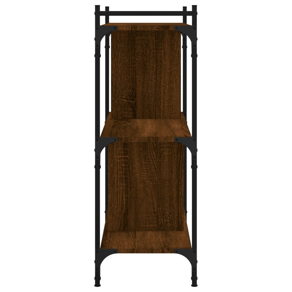 Boekenkast 3-Laags 76X32X88 Cm Bewerkt Hout Bruin Eikenkleur