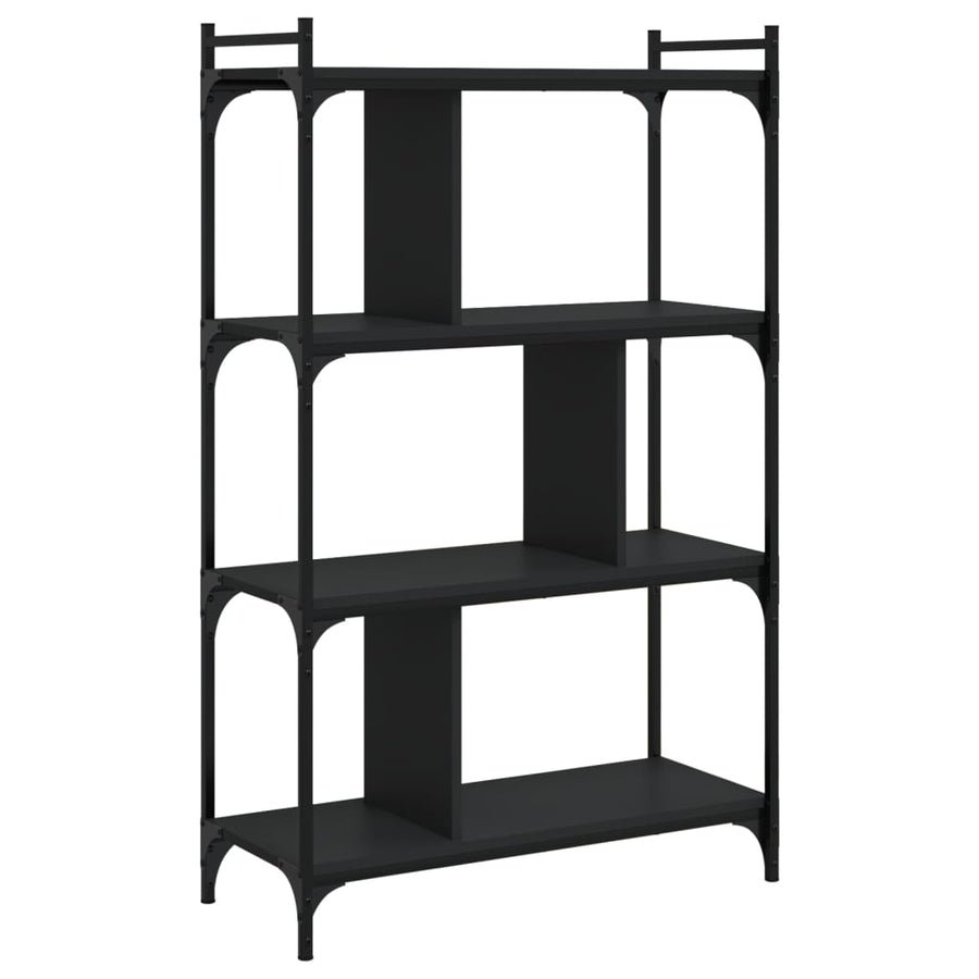 Boekenkast 4-Laags 76X32X123 Cm Bewerkt Hout Zwart