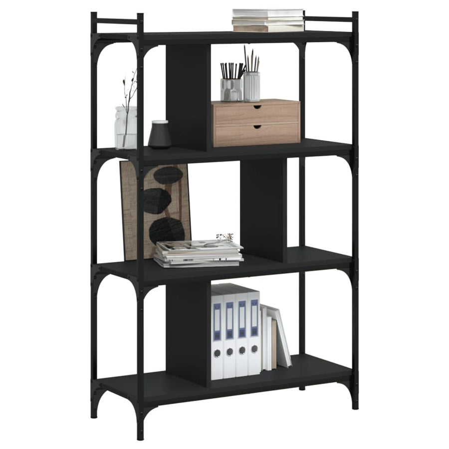 Boekenkast 4-Laags 76X32X123 Cm Bewerkt Hout Zwart