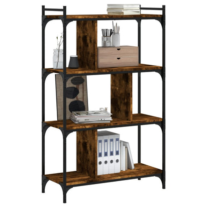 Boekenkast 4-Laags 76X32X123 Cm Bewerkt Hout Gerookt Eikenkleur