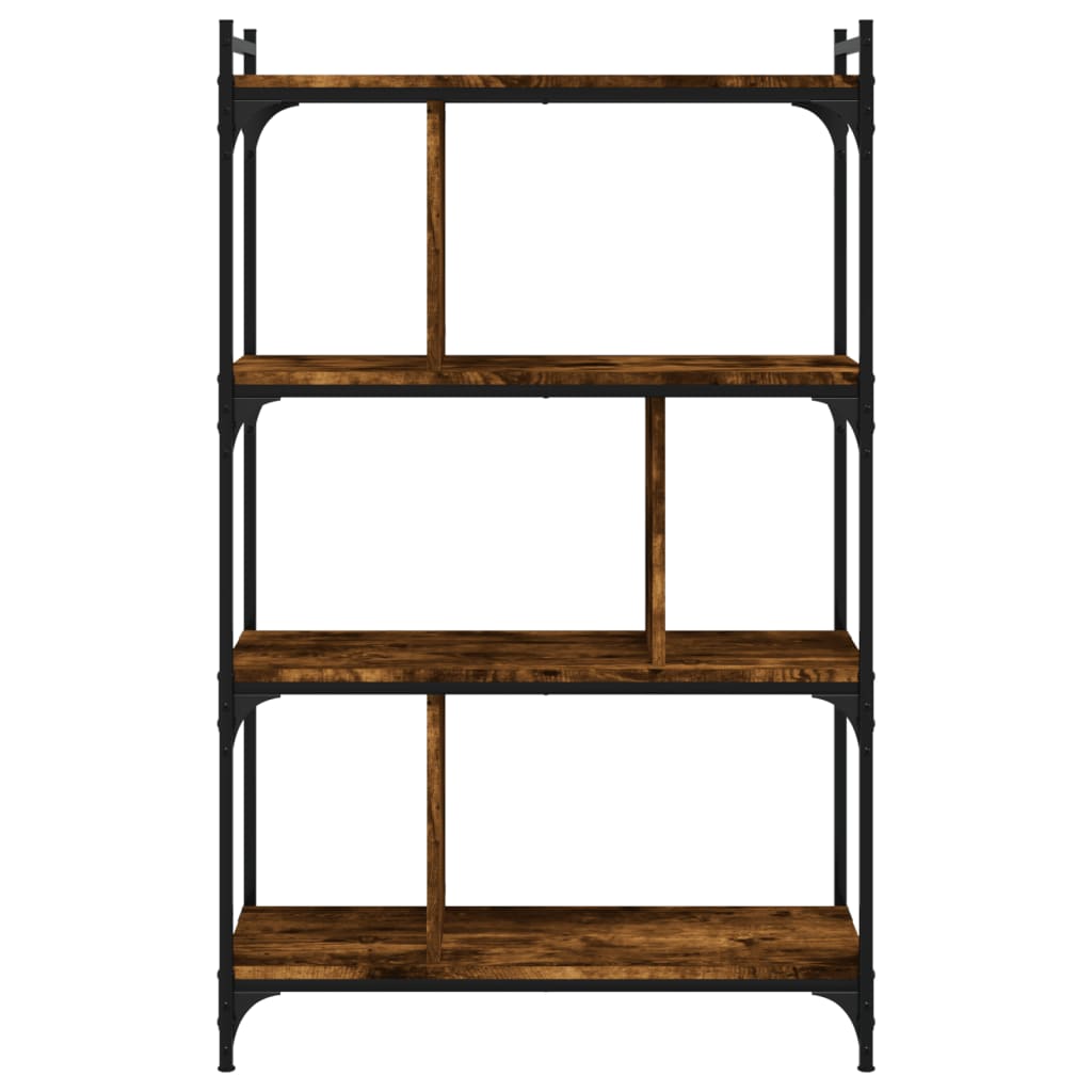 Boekenkast 4-Laags 76X32X123 Cm Bewerkt Hout Gerookt Eikenkleur