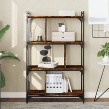 Boekenkast 4-Laags 76X32X123 Cm Bewerkt Hout Gerookt Eikenkleur