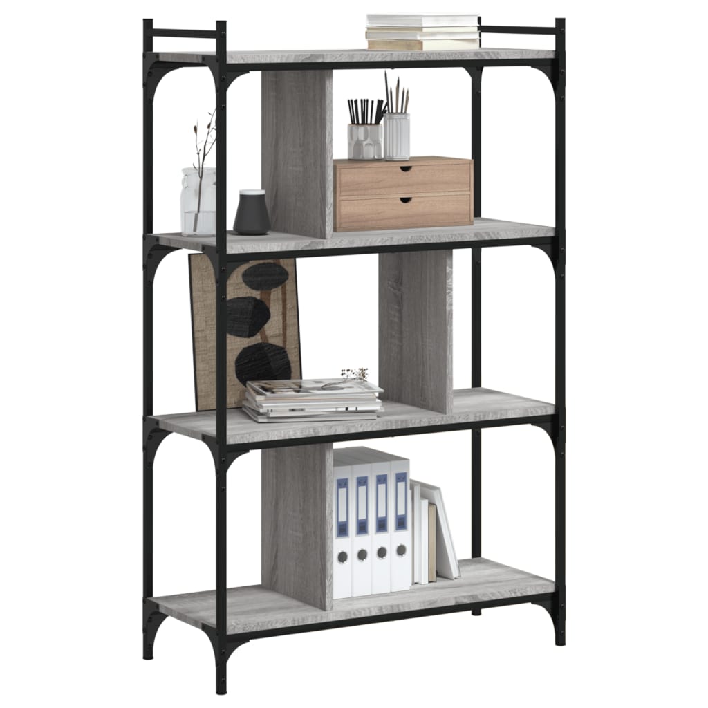 Boekenkast 4-Laags 76X32X123 Cm Bewerkt Hout Grijs Sonoma