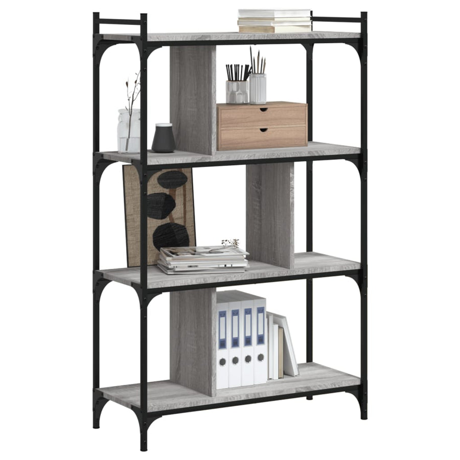 Boekenkast 4-Laags 76X32X123 Cm Bewerkt Hout Grijs Sonoma