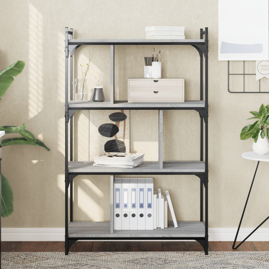 Boekenkast 4-Laags 76X32X123 Cm Bewerkt Hout Grijs Sonoma