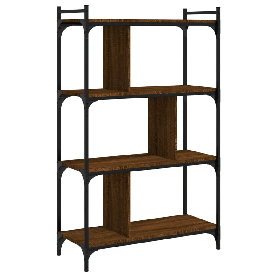 Boekenkast 4-Laags 76X32X123 Cm Bewerkt Hout Bruin Eikenkleur
