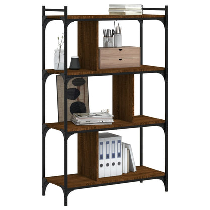 Boekenkast 4-Laags 76X32X123 Cm Bewerkt Hout Bruin Eikenkleur