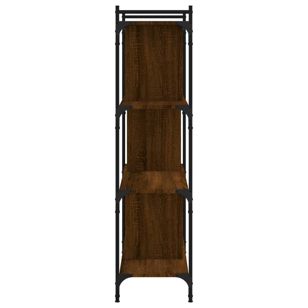 Boekenkast 4-Laags 76X32X123 Cm Bewerkt Hout Bruin Eikenkleur