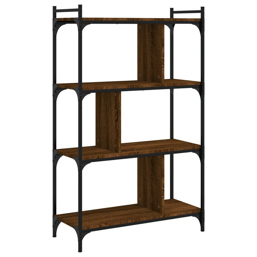 Boekenkast 4-Laags 76X32X123 Cm Bewerkt Hout Bruin Eikenkleur