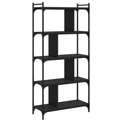 Boekenkast 5-Laags 76X32X158 Cm Bewerkt Hout Zwart