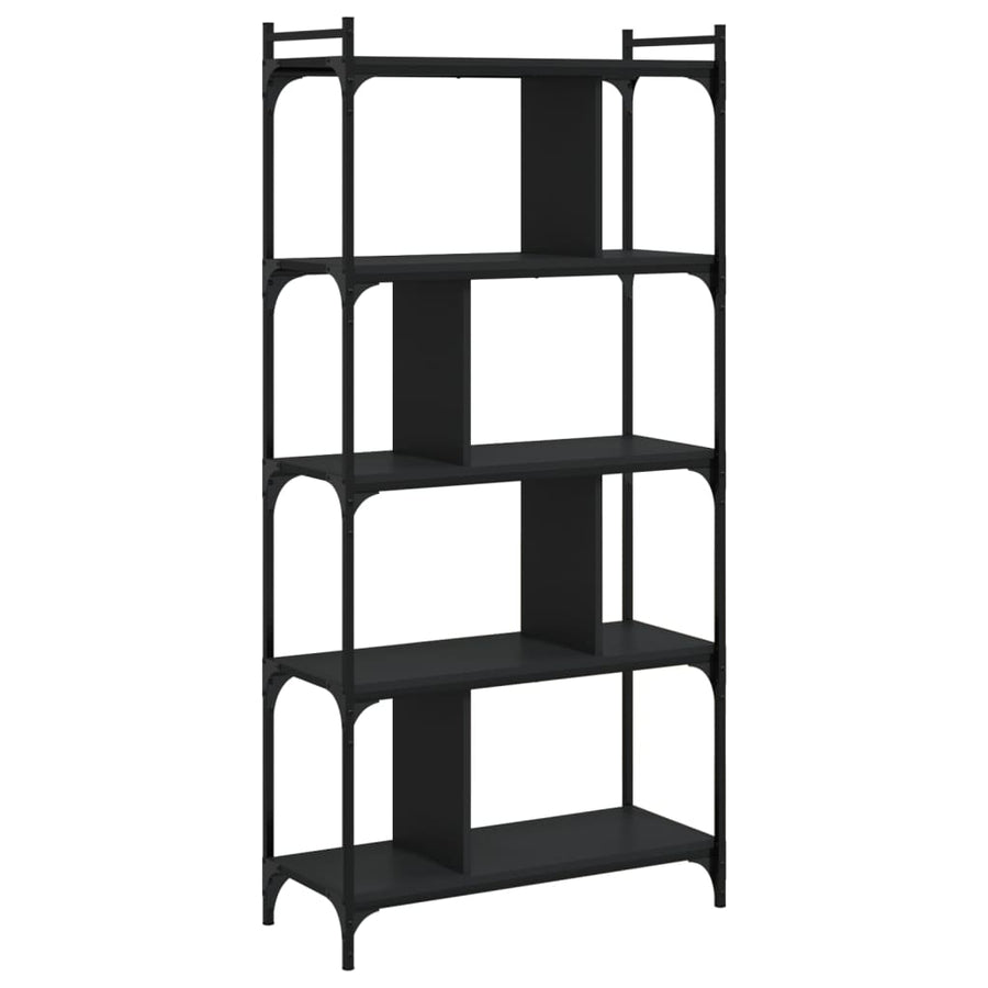 Boekenkast 5-Laags 76X32X158 Cm Bewerkt Hout Zwart