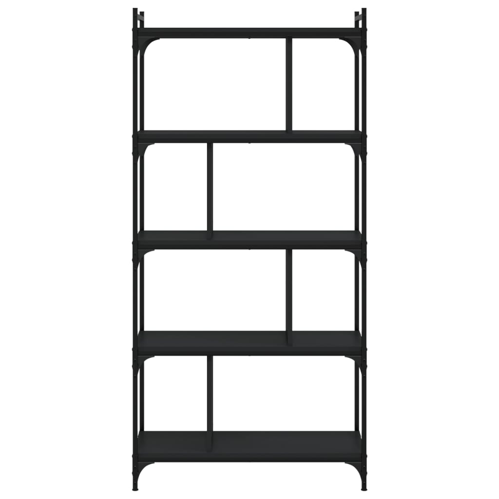 Boekenkast 5-Laags 76X32X158 Cm Bewerkt Hout Zwart
