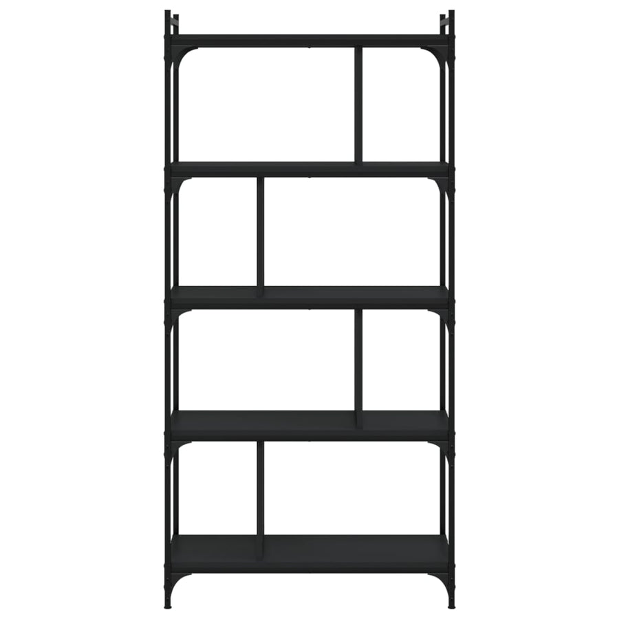 Boekenkast 5-Laags 76X32X158 Cm Bewerkt Hout Zwart
