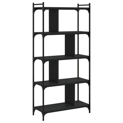 Boekenkast 5-Laags 76X32X158 Cm Bewerkt Hout Zwart