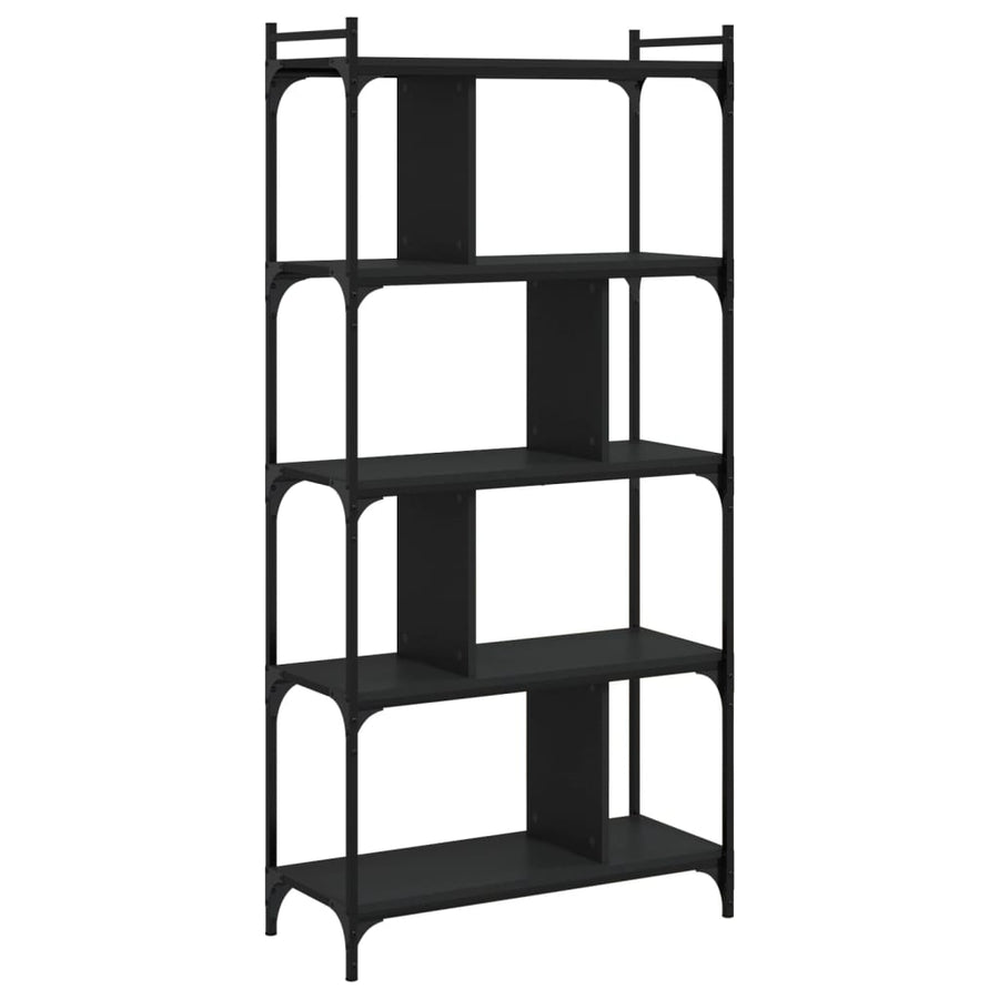 Boekenkast 5-Laags 76X32X158 Cm Bewerkt Hout Zwart