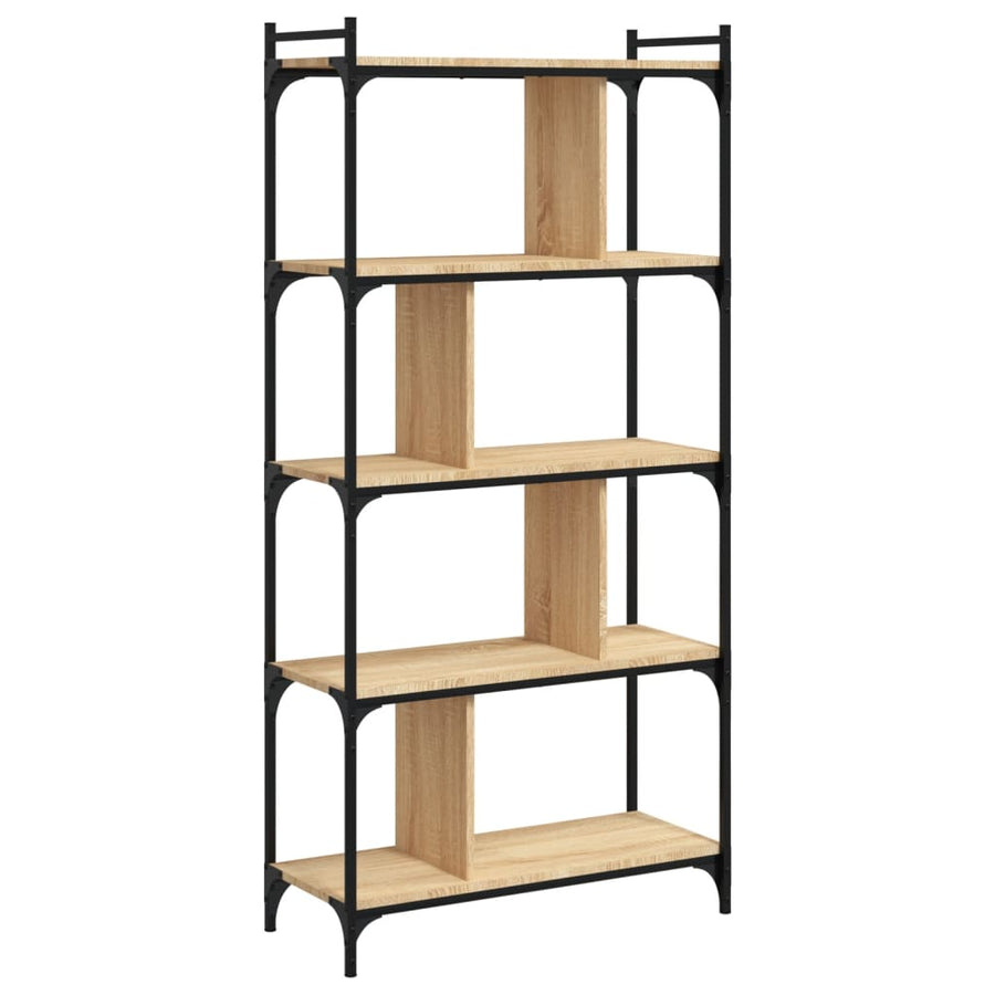 Boekenkast 5-Laags 76X32X158 Cm Bewerkt Hout Sonoma Eikenkleur