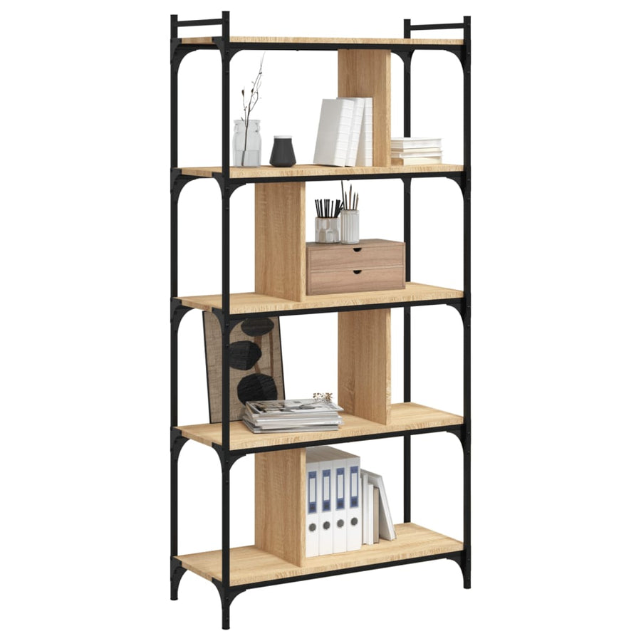 Boekenkast 5-Laags 76X32X158 Cm Bewerkt Hout Sonoma Eikenkleur