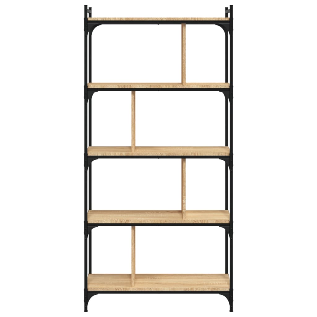 Boekenkast 5-Laags 76X32X158 Cm Bewerkt Hout Sonoma Eikenkleur