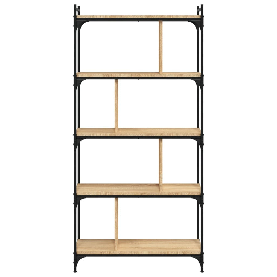 Boekenkast 5-Laags 76X32X158 Cm Bewerkt Hout Sonoma Eikenkleur