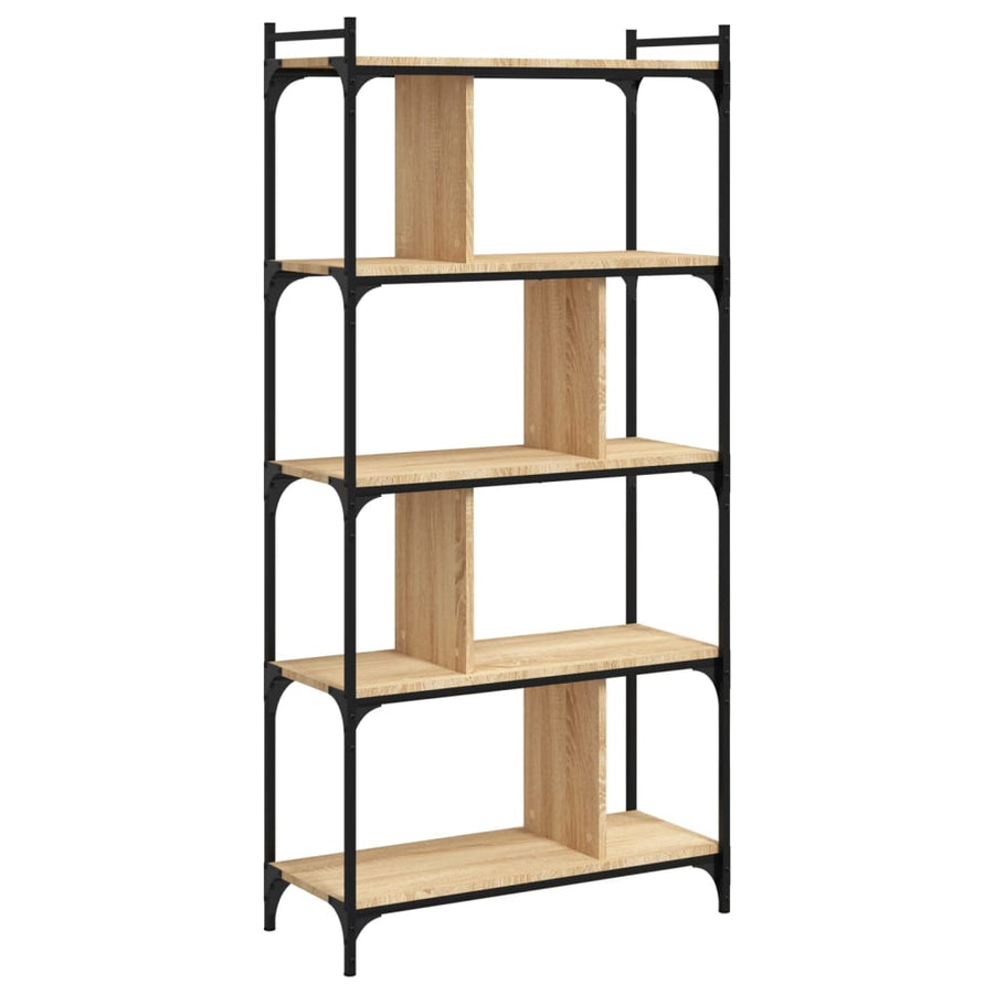 Boekenkast 5-Laags 76X32X158 Cm Bewerkt Hout Sonoma Eikenkleur