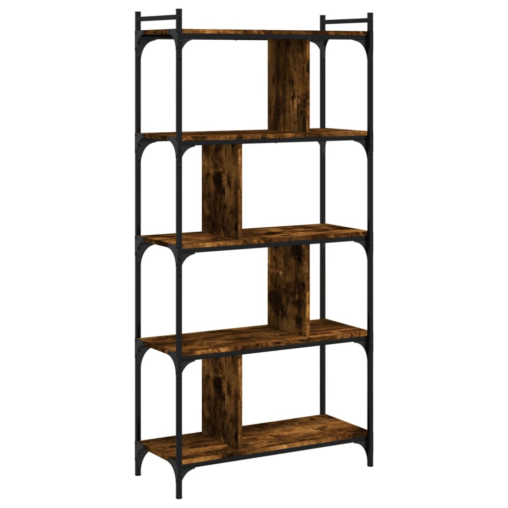 Boekenkast 5-Laags 76X32X158 Cm Bewerkt Hout Gerookt Eikenkleur