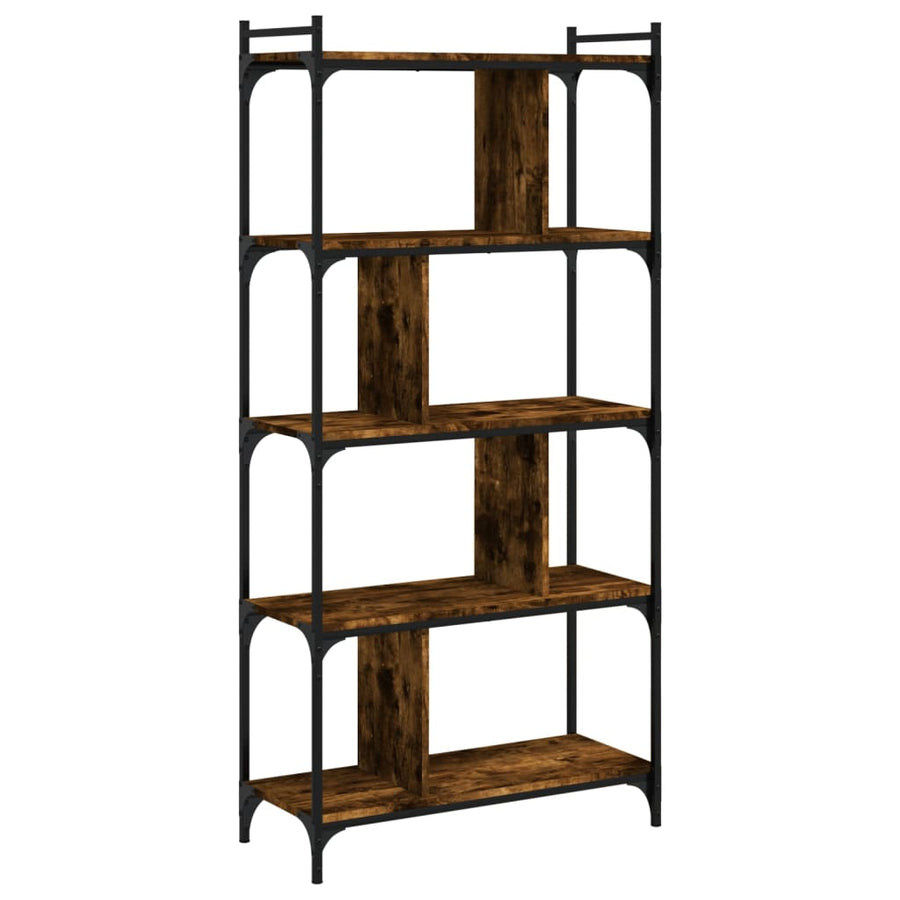 Boekenkast 5-Laags 76X32X158 Cm Bewerkt Hout Gerookt Eikenkleur