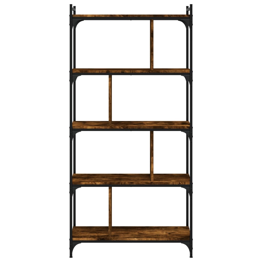 Boekenkast 5-Laags 76X32X158 Cm Bewerkt Hout Gerookt Eikenkleur
