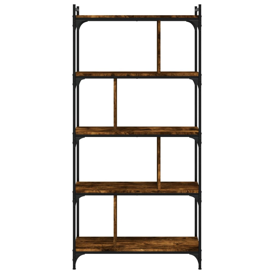 Boekenkast 5-Laags 76X32X158 Cm Bewerkt Hout Gerookt Eikenkleur