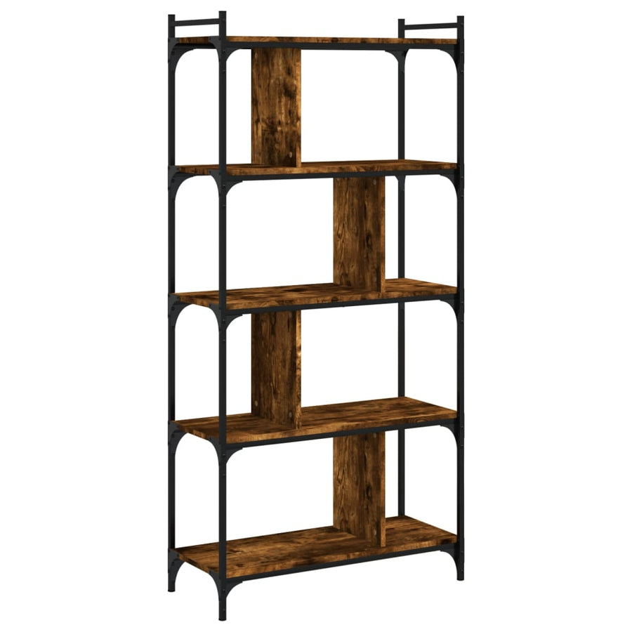 Boekenkast 5-Laags 76X32X158 Cm Bewerkt Hout Gerookt Eikenkleur