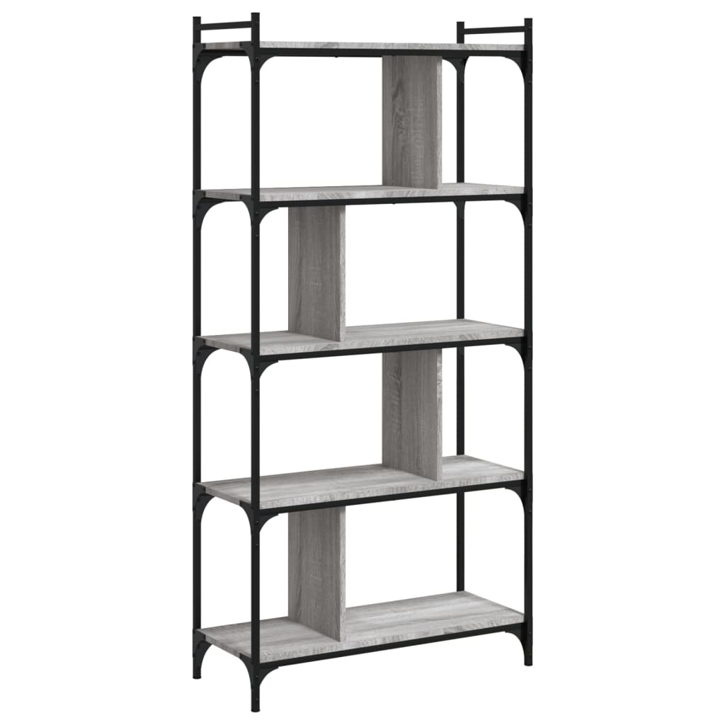 Boekenkast 5-Laags 76X32X158 Cm Bewerkt Hout Grijs Sonoma