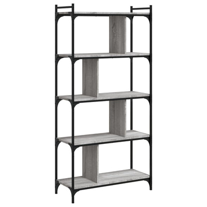 Boekenkast 5-Laags 76X32X158 Cm Bewerkt Hout Grijs Sonoma